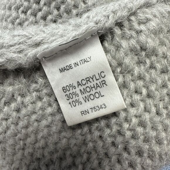 Anthropologie Elsamanda Italy Gray Open Knit Cardigan Sweater Mohair Wool Size L - Picture 8 of 9